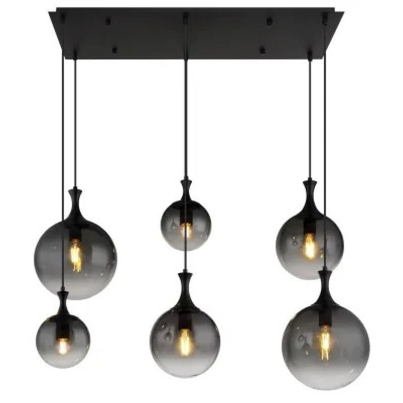 DALTONpendant lamp metal black matt, 6x E27 LED