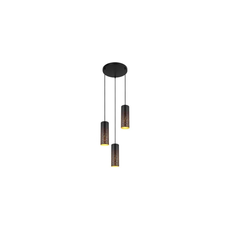 CROCKYpendant lamp metal black matt, 3x E27