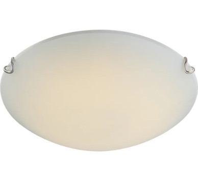 Ceiling Light chrome white, glass opal satinized, D:300, H:90, incl. 1xLED 12W 40V, 1237lm Source, 967lm Output, 3100K