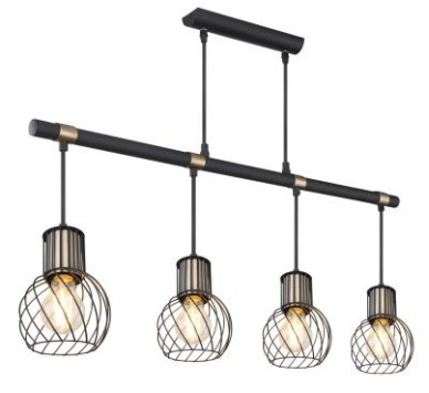 ARGUSTOpendant lamp metal black matt, 4x E27