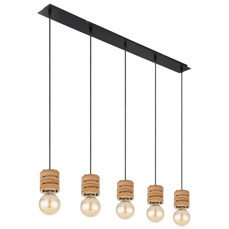 ANGELINEpendant lamp metal black matt, 5x E27