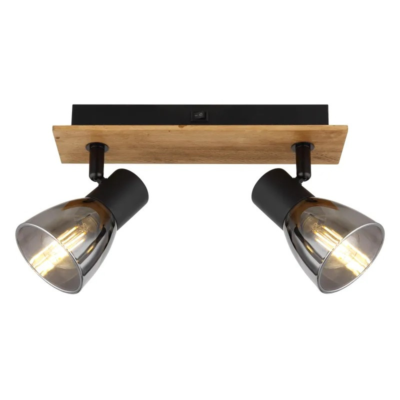 CLAUDEspotlights wood dark brown, 2x E14