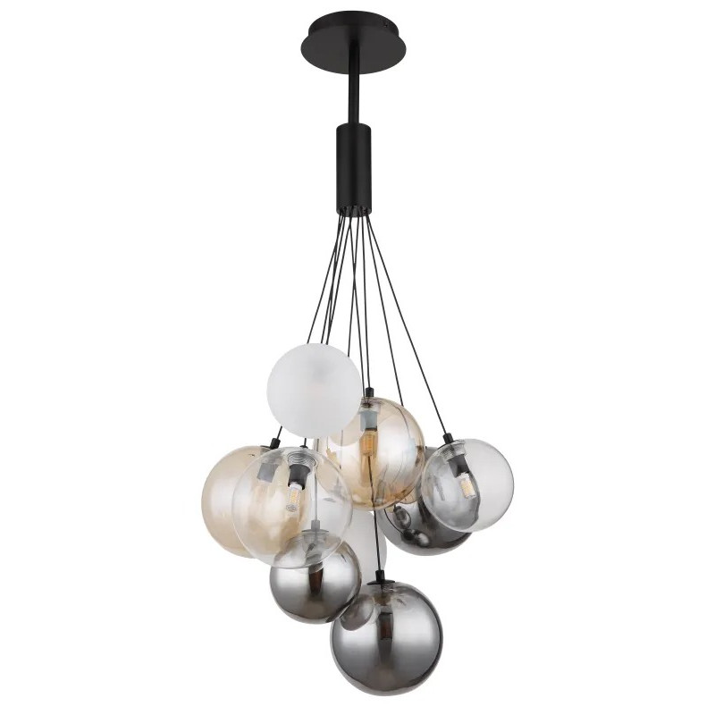BALLGIpendant lamp metal black matt, 9x G9 LED
