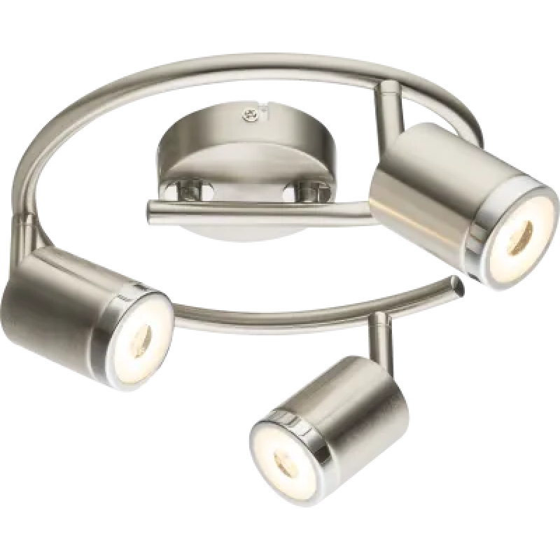 COMORELED spotlights metal nickel matt, 3x LED