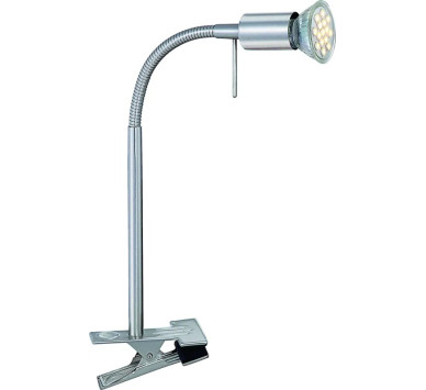 BOBBYclamp light metal nickel matt, 1x GU10 LED