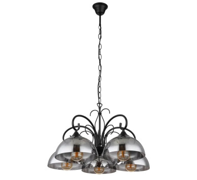 COTTAGEpendant lamp metal black matt, 5x E27