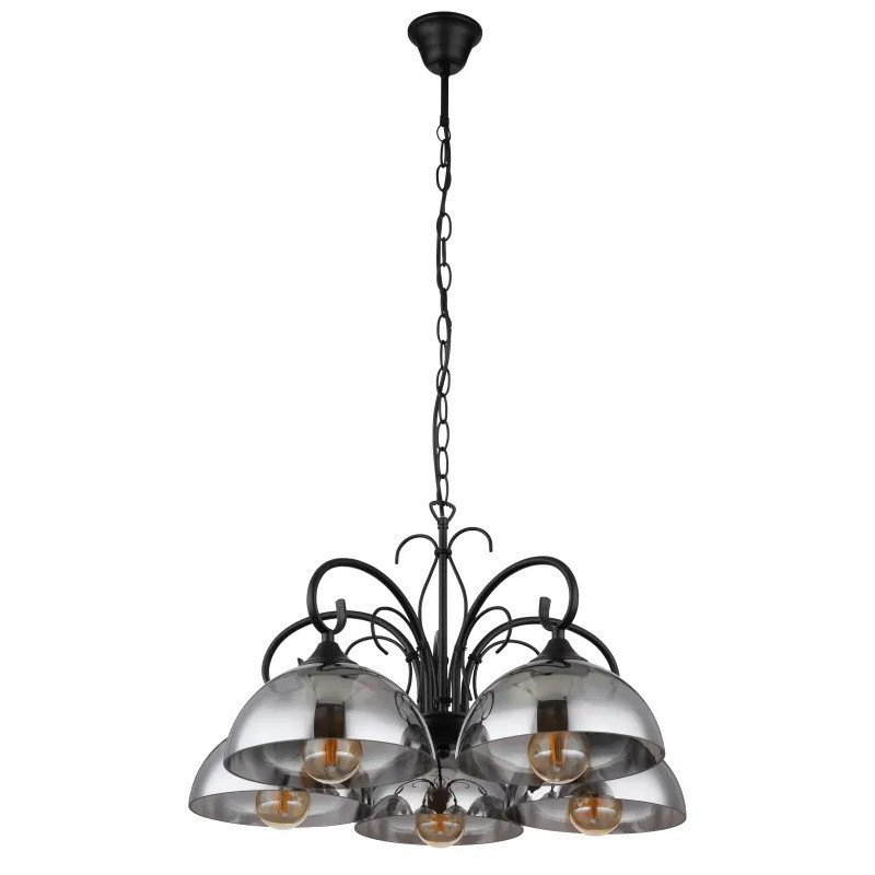 COTTAGEpendant lamp metal black matt, 5x E27