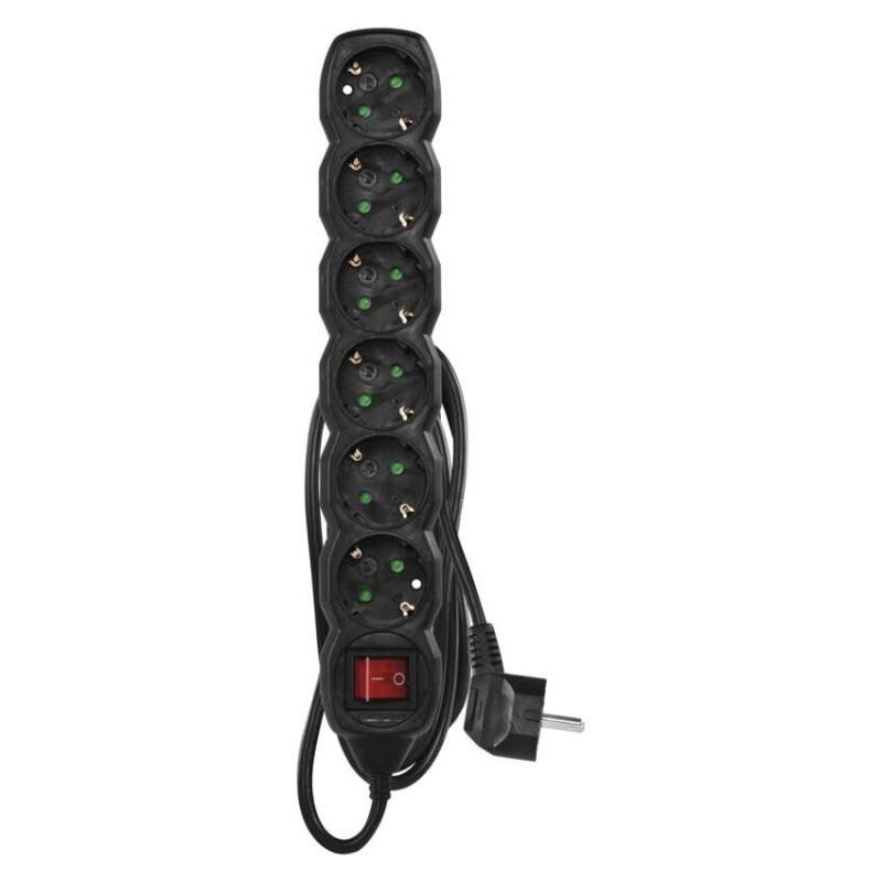 LEGRAND EMOS ΠΟΛΥΜΠΡΙΖΟ 6 ΘΕΣΕΩΝ ΔΙΑΚΟΠΤΗΣ 1.5mx1.5mm2 ΜΑΥΡΟ PC1621R