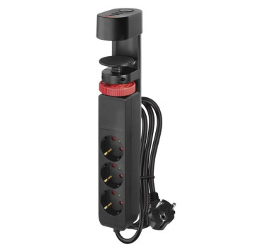LEGRAND EMOS ΠΟΛΥΜΠΡΙΖΟ ΓΡΑΦΕΙΟ 3 ΘΕΣΕΩΝ 1.5m - 1.5mm2 - 2xUSB - USB-C - ΜΑΥΡΟ P1321PD