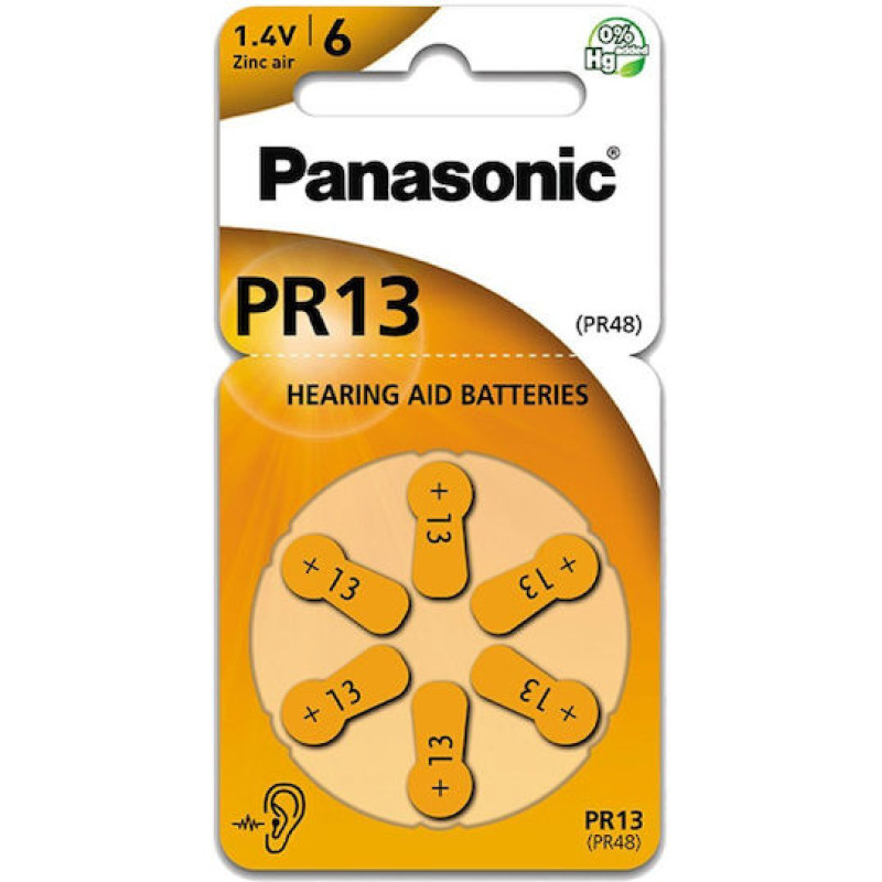ΣΕΤ ΜΠΑΤΑΡΙΕΣ ΑΚΟΥΣΤΙΚΟΥ PANASONIC PR13L/6DC (6 ΤΜΧ)