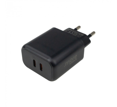 Φορτιστής Πρίζας 20W με 2 Θύρες USB-C Μαύρο – Διπλή Φόρτιση