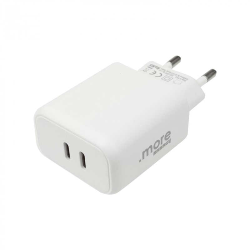 Φορτιστής Πρίζας 20W με 2 Θύρες USB-C Λευκός – Διπλή Φόρτιση