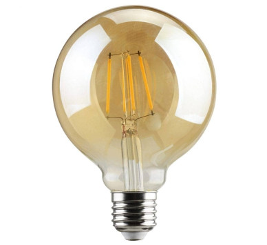 GLOBE LED G125 FILAMENT Ε27 8W WARM DIM. GOLDEN 360° - ΜΕΛΙ