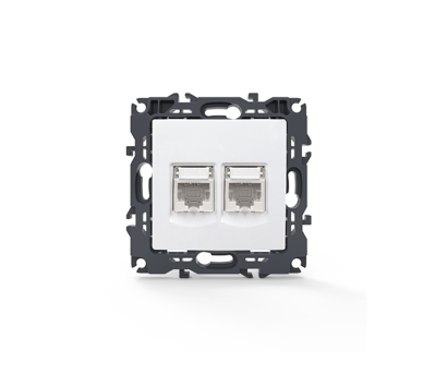 PRIME ΠΡΙΖΑ ΔΙΚΤΥΟΥ 2xRJ45 CAT6 UTP IP20 ΛΕΥΚΗ