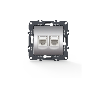 PRIME ΠΡΙΖΑ ΤΗΛΕΦΩΝΟΥ 1xRJ11 CAT3 IP20 & ΠΡΙΖΑ ΔΙΚΤΥΟΥ 1xRJ45 CAT6 UTP IP20 MAT ΑΛΟΥΜΙΝΙΟ