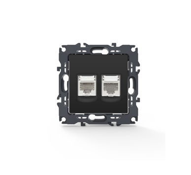 PRIME ΠΡΙΖΑ ΤΗΛΕΦΩΝΟΥ 1xRJ11 CAT3 IP20 & ΠΡΙΖΑ ΔΙΚΤΥΟΥ 1xRJ45 CAT6 UTP IP20 MAT ΑΝΘΡΑΚΙ
