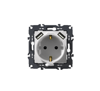 PRIME ΠΡΙΖΑ ΣΟΥΚΟ ΑΣΦΑΛΕΙΑΣ 1x2P+E 16A 250VAC & 2 USB 5VDC 3.1A IP20  ΛΕΥΚΗ