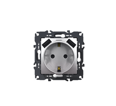 PRIME ΠΡΙΖΑ ΣΟΥΚΟ ΑΣΦΑΛΕΙΑΣ 1x2P+E 16A 250VAC & 2 USB 5VDC 3.1A IP20 MAT ΑΛΟΥΜΙΝΙΟ