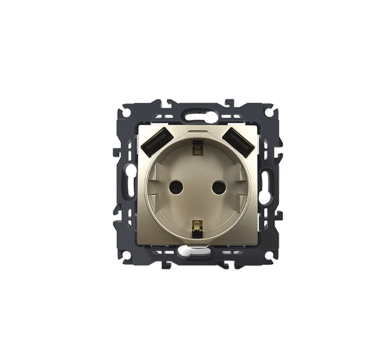 PRIME ΠΡΙΖΑ ΣΟΥΚΟ ΑΣΦΑΛΕΙΑΣ 1x2P+E 16A 250VAC & 2 USB 5VDC 3.1A IP20 MAT ΣΑΜΠΑΝΙΖΕ