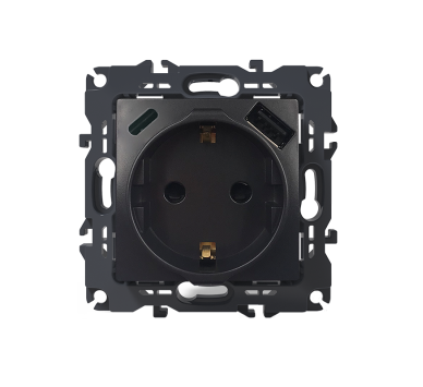 PRIME ΠΡΙΖΑ ΣΟΥΚΟ ΑΣΦΑΛΕΙΑΣ 1x2P+E 16A 250VAC & 2*USB (TYPE A+C)  5VDC 3A IP20 ΑΝΘΡΑΚΙ