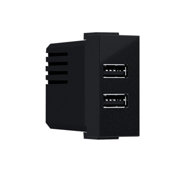  MODYS ΠΡΙΖΑ ΤΡΟΦΟΔΟΣΙΑΣ USB 1 ΣΤ. 2xUSB ΜΑΥΡΗ ΜΑΤ  5VDC 2X1.2A IP20