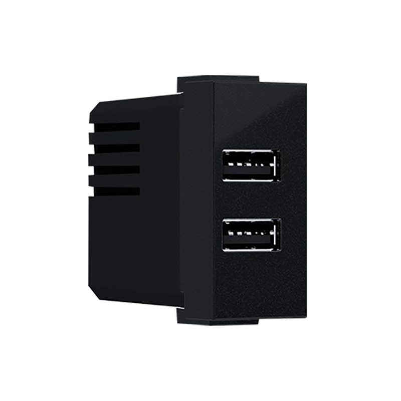  MODYS ΠΡΙΖΑ ΤΡΟΦΟΔΟΣΙΑΣ USB 1 ΣΤ. 2xUSB ΜΑΥΡΗ ΜΑΤ  5VDC 2X1.2A IP20