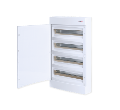 SURFACE MOUNTING ENCLOSURE 72 MODULES WHITE DOORS 4 ROWS