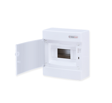 SURFACE MOUNTING 8 MODULES 1 ROW WHITE DOOR