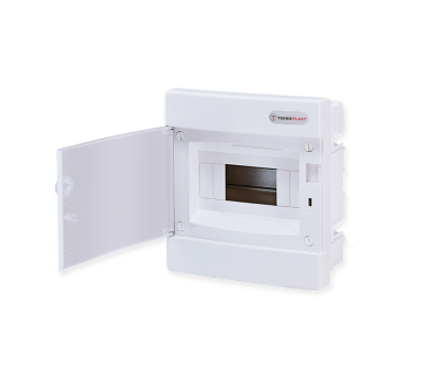 FLUSH MOUNTING 8 MODULES 1 ROW WHITE DOOR