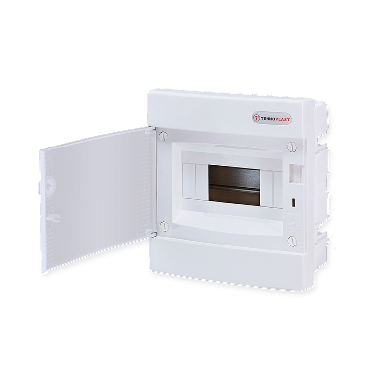 FLUSH MOUNTING 8 MODULES 1 ROW WHITE DOOR