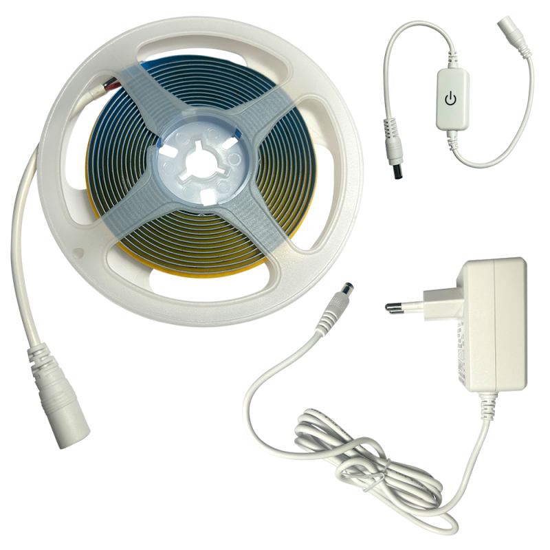 LED COB STRIP 24V DC 8W/M 3000K 1000LM/M IP20 8mm Ra90 320LEDS/M 3M REEL 3YRS