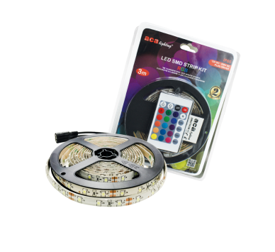 LED SMD STRIP KIT 3M IP65 RGB WITH REMOTE CONTROL & 12V DC PLUG DRIVER
