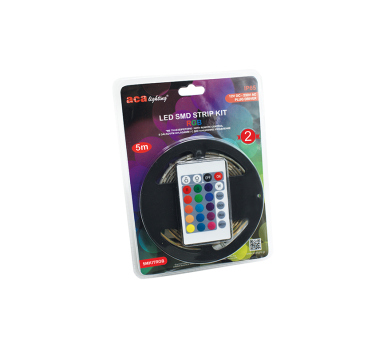 LED SMD STRIP KIT 5M IP65 RGB WITH REMOTE CONTROL & 12V DC PLUG DRIVER