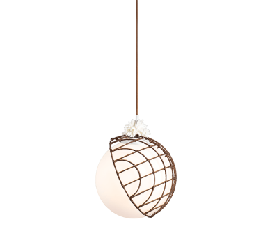 ΚΡΕΜΑΣΤΟ Φ/Σ 1ΧΕ27 RATTAN+ΛΕΥΚΟ ΓΥΑΛΙ D33XH120CM AURORA