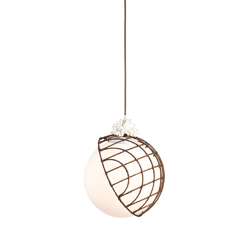ΚΡΕΜΑΣΤΟ Φ/Σ 1ΧΕ27 RATTAN+ΛΕΥΚΟ ΓΥΑΛΙ D33XH120CM AURORA