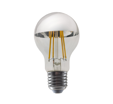 LED FILAMENT E27 DIM A60 SILVER 8W 2700K 230V AC 900LM RA80 30000H 180°