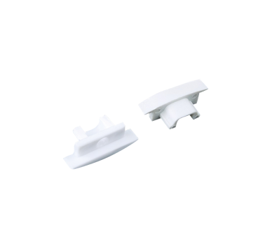 SET OF WHITE PLASTIC END CAPS FOR P108, 1PC WITH HOLE & 1PC WITHOUT HOLE
