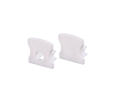 SET OF WHITE PLASTIC END CAPS FOR PROFILE P113, 1 WITHOUT HOLE & 1 WITH HOLE