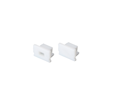 SET OF WHITE PLASTIC END CAPS FOR P127 1PC WITH HOLE & 1PC WITHOUT HOLE
