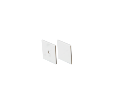 SET OF WHITE PLASTIC END CAPS FOR PROFILE P132, 1 WITHOUT HOLE & 1 WITH HOLE