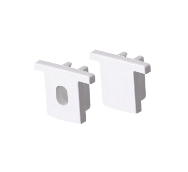 SET OF WHITE PLASTIC END CAPS FOR P160 1PC WITH HOLE & 1PC WITHOUT HOLE