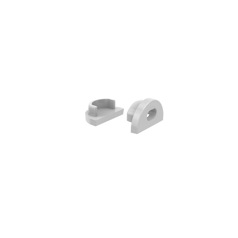 SET OF GREY PLASTIC END CAPS FOR P172, 1 WITHOUT HOLE & 1 WITH HOLE