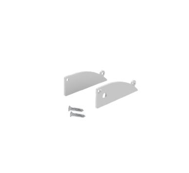 SET OF SILVER METAL END CAPS FOR P173, 1 WITHOUT HOLE & 1 WITH HOLE