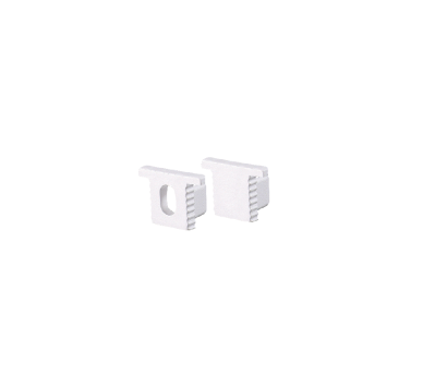 SET OF WHITE PLASTIC END CAPS FOR P189 1PC WITH HOLE & 1PC WITHOUT HOLE