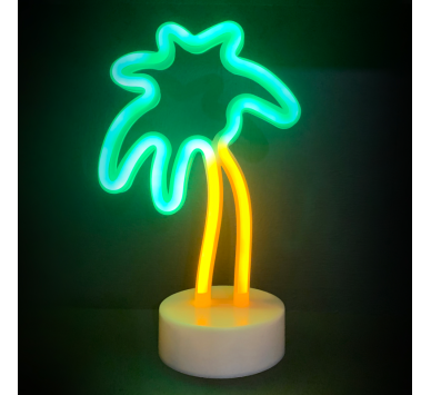 ΦΟΙΝΙΚΑΣ, 34 NEON LED ΛΑΜΠΑΚΙΑ ΜΕ ΜΠΑΤΑΡΙΑ (3xAA)/USB, ΠΡΑΣΙΝΟ & ΚΙΤΡΙΝΟ, IP20, 17x10x26cm