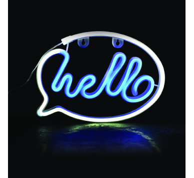 HELLO, 220 NEON LED ΛΑΜΠΑΚΙΑ ΜΕ ΜΠΑΤΑΡΙΑ (3xΑΑ)/USB, ΛΕΥΚΟ/ΜΠΛΕ, IP20, 25.5*2*18.5