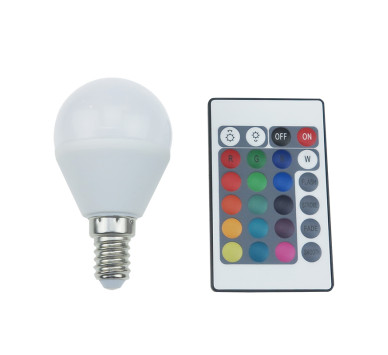 LED SMD E14 G45 4W IR RGB+3.000K 230V AC 300LM RA80 30000H 270°