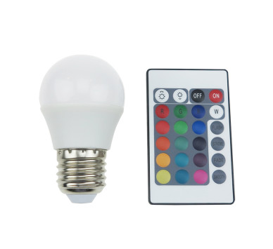 LED SMD E27 G45 4W IR RGB+3.000K 230V AC 300LM RA80 30000H 270°