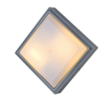 ΠΛΑΦΟΝΙΕΡΑ ΤΕΤΡΑΓΩΝΗ ΓΚΡΙ ΟΠΑΛ PC E27 2X18W IP54