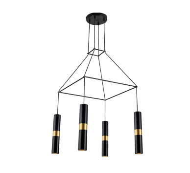 NETTO ΚΡΕΜΑΣΤΟ Φ/Σ 4XGU10 ΜΑΥΡΟ ΜΕΤΑΛΛΙΚΟ 56X56XH150CM DA VINCI